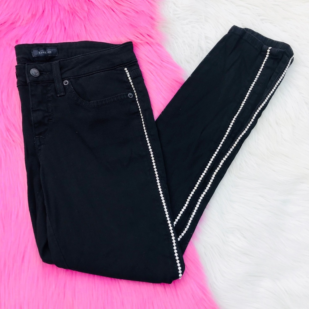 Bebe black rhinestone jeans